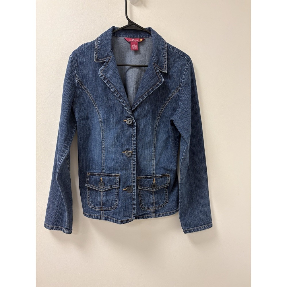 Y2K Vintage Medium Wash Denim Jacket  Juniors Sz XL So Real So Right